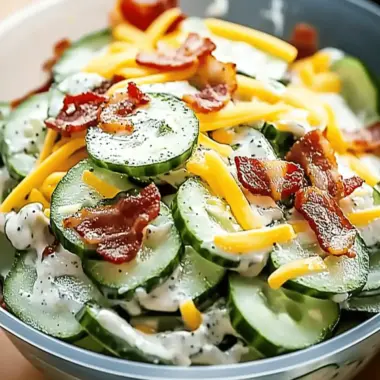 Cucumber Salad with Bacon and Cheese