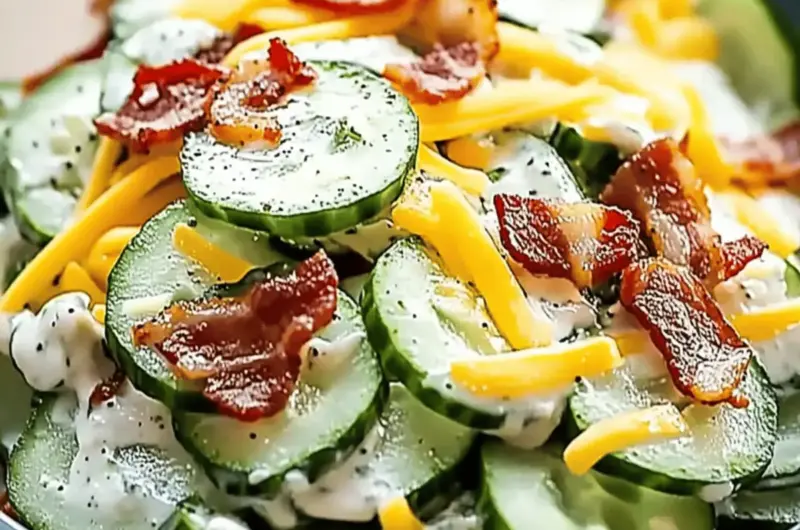 Cucumber Salad with Bacon and Cheese