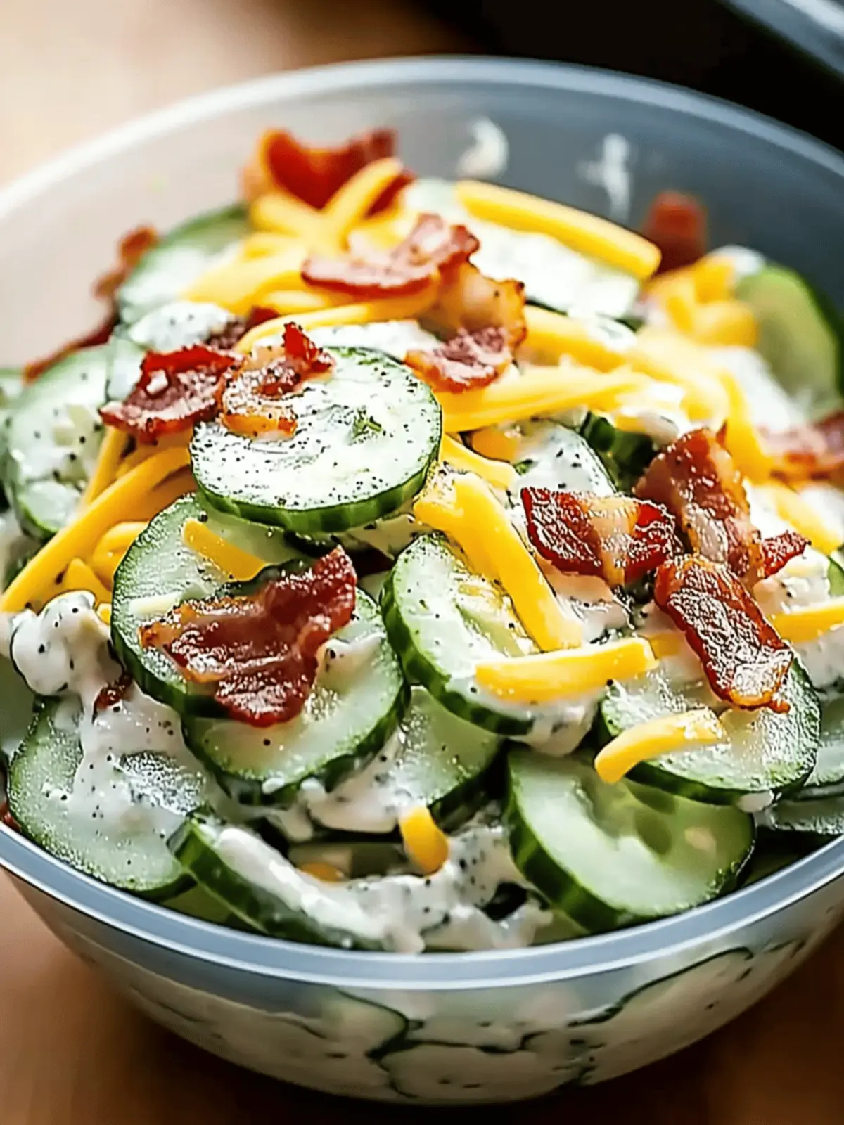 Cucumber Salad with Bacon and Cheese