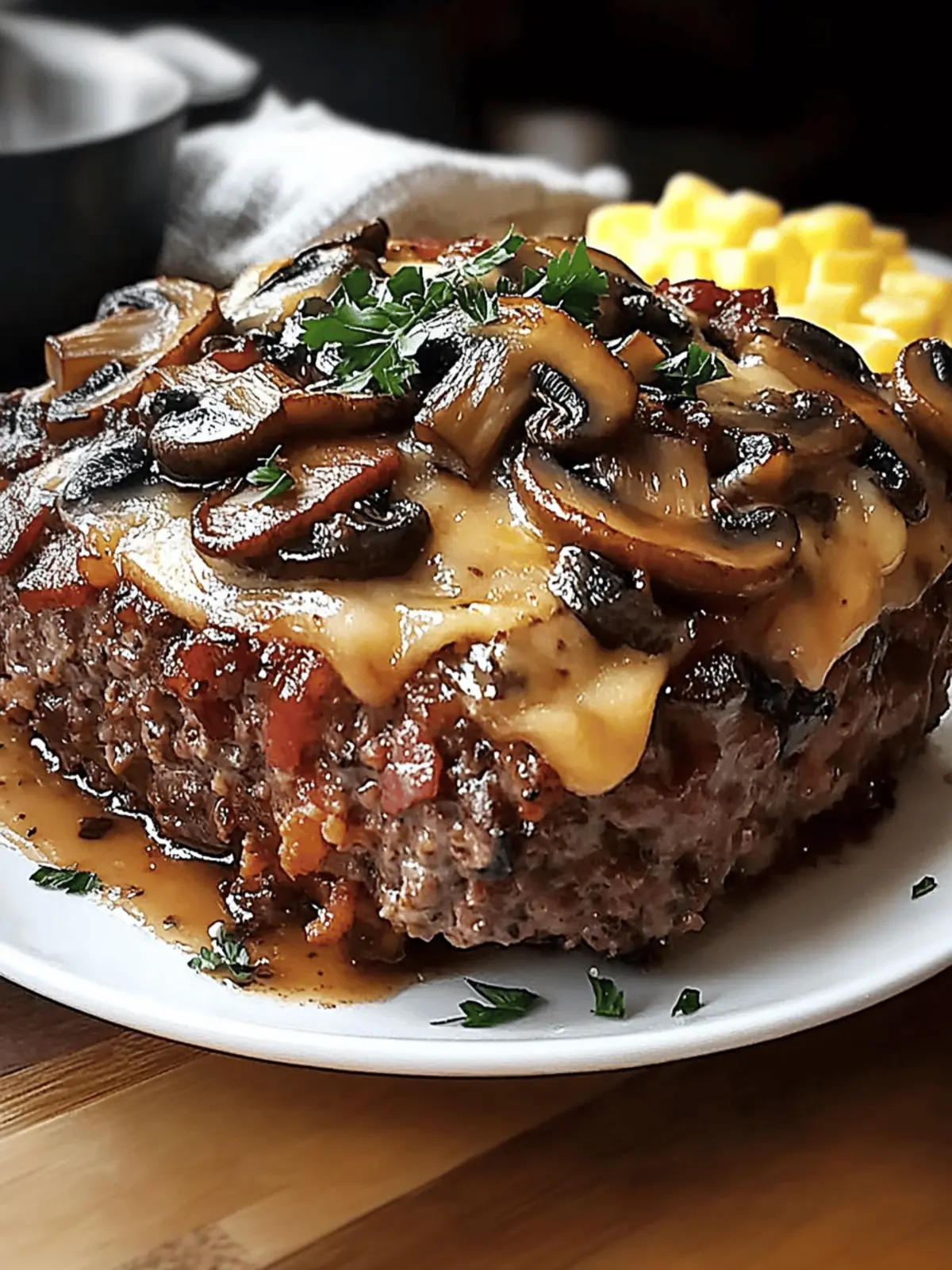 Swiss Bacon Mushroom Meatloaf