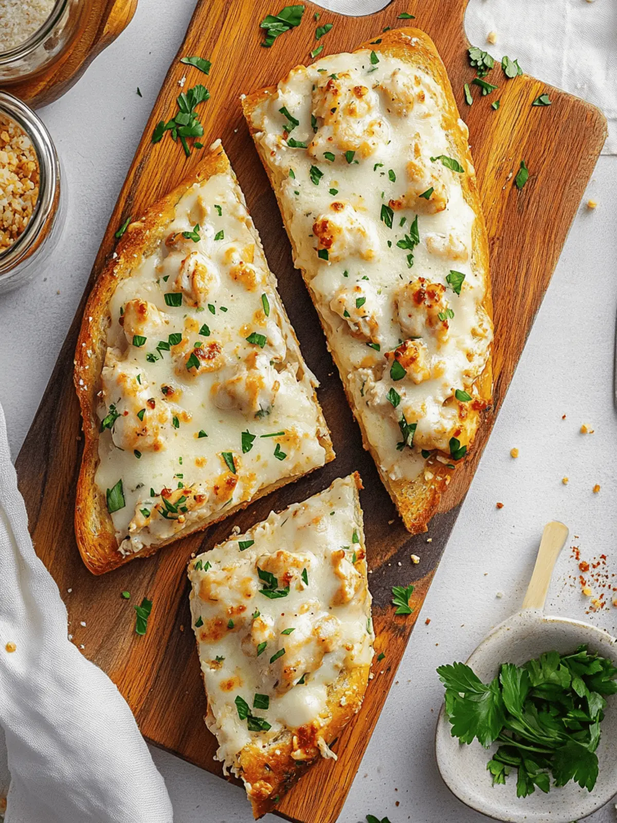 Chicken Alfredo Garlic Bread