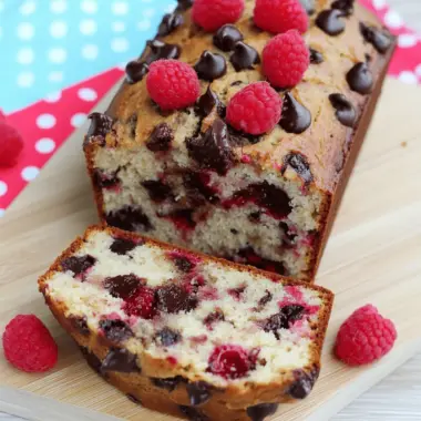 Raspberry Dark Chocolate Banana Bread