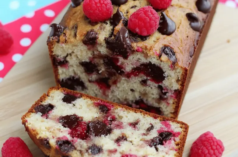 Raspberry Dark Chocolate Banana Bread