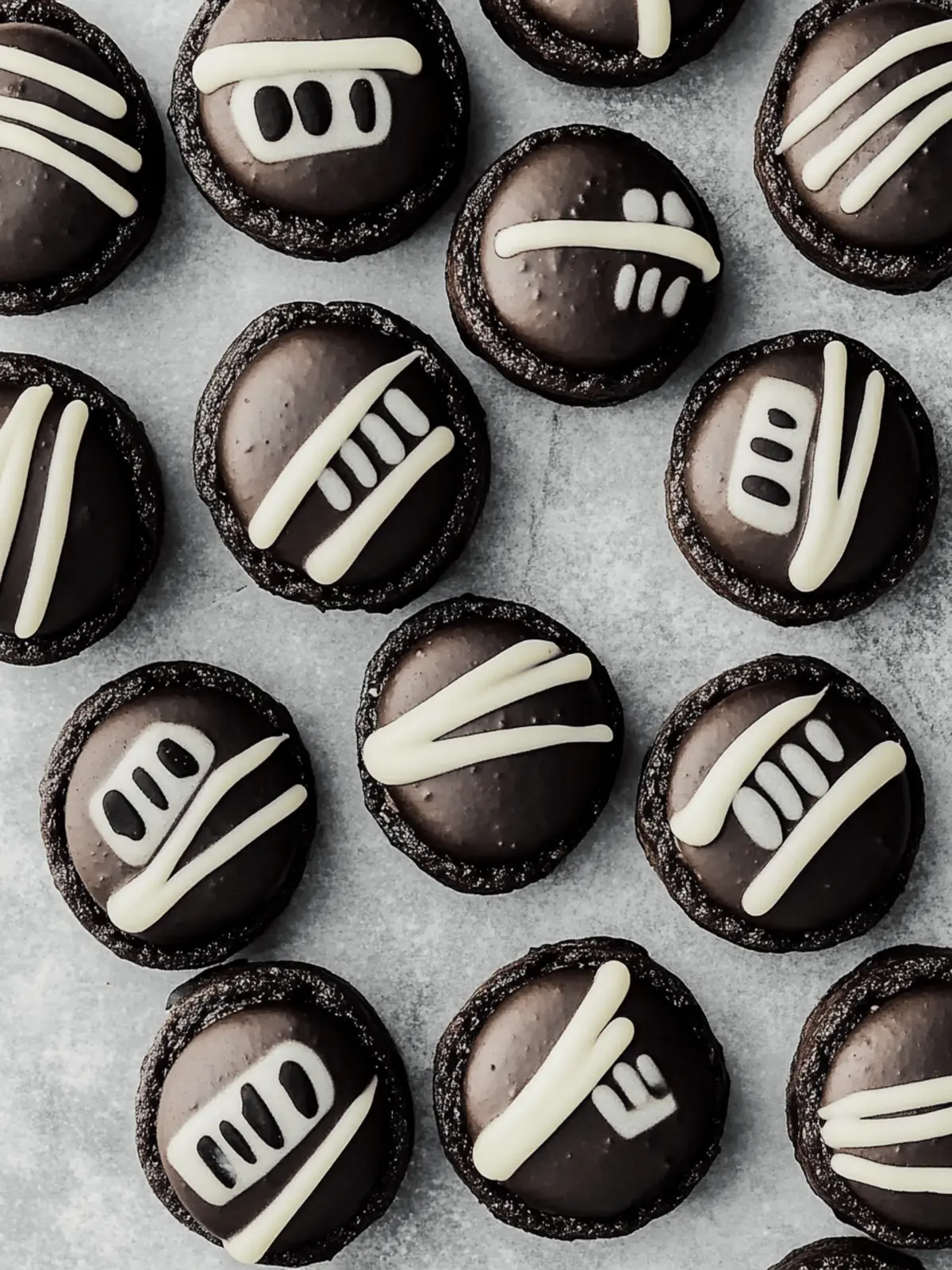 Black Cocoa Mummy Macarons