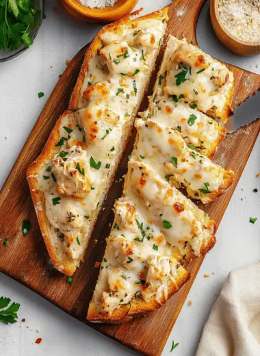 Chicken Alfredo Garlic Bread