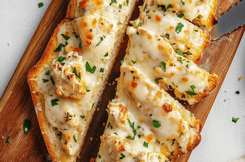 Chicken Alfredo Garlic Bread