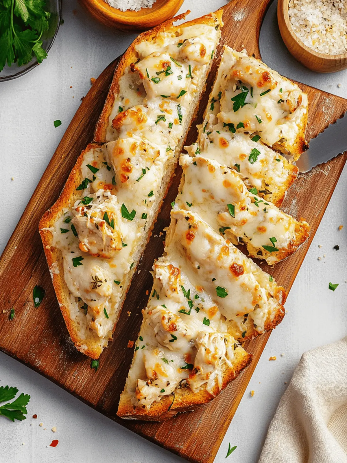 Chicken Alfredo Garlic Bread