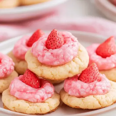 Strawberry Kiss Cake Mix Cookies