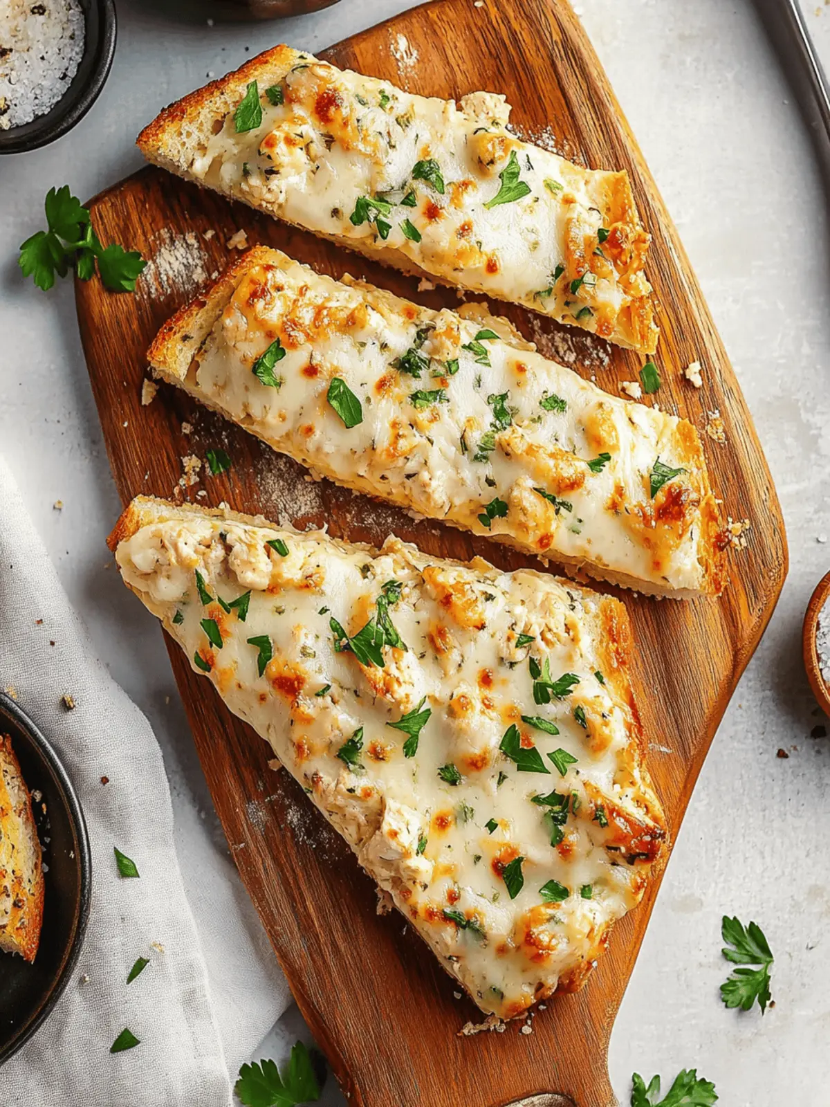 Chicken Alfredo Garlic Bread