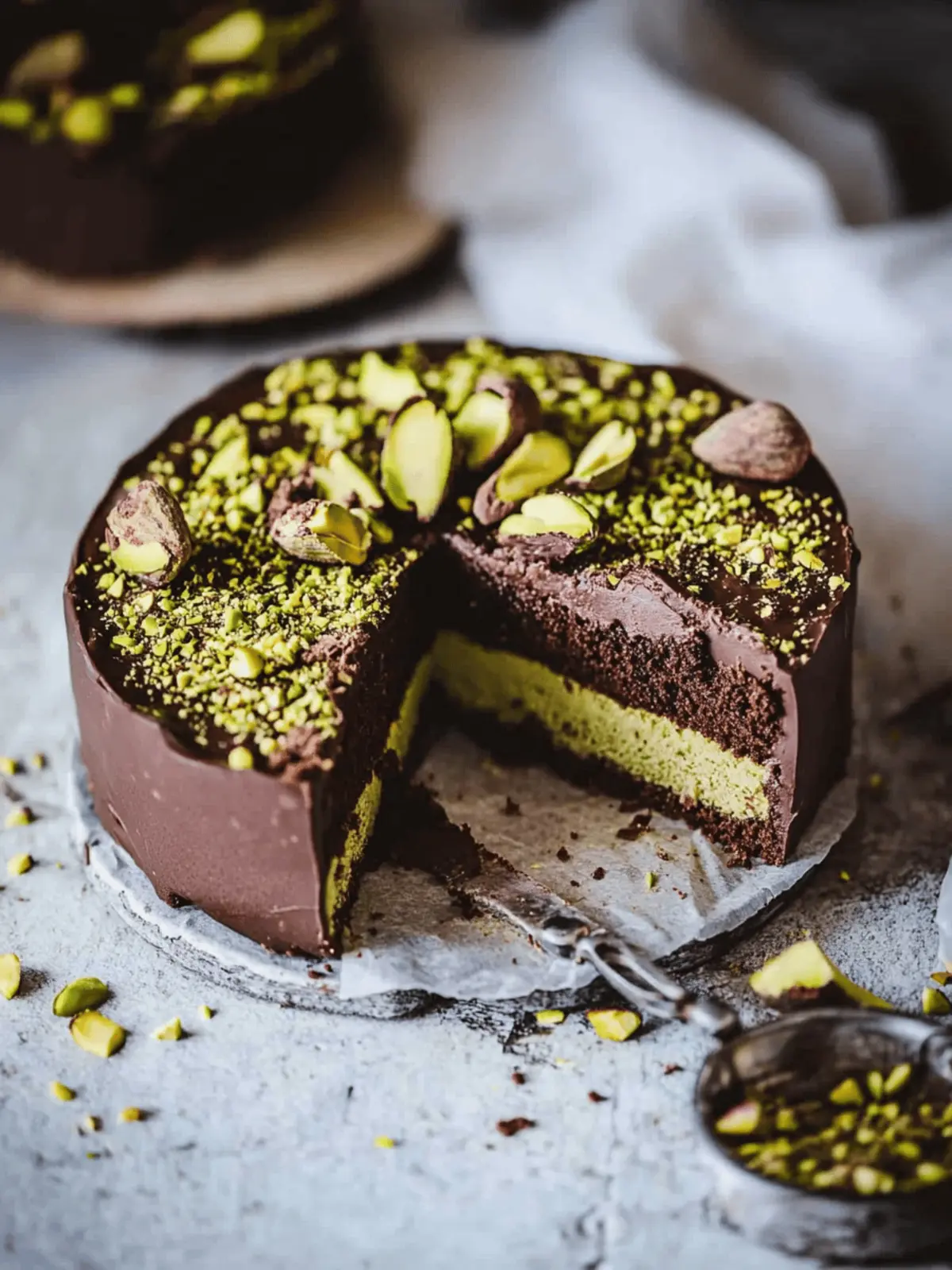 No-Bake Chocolate Pistachio Cake