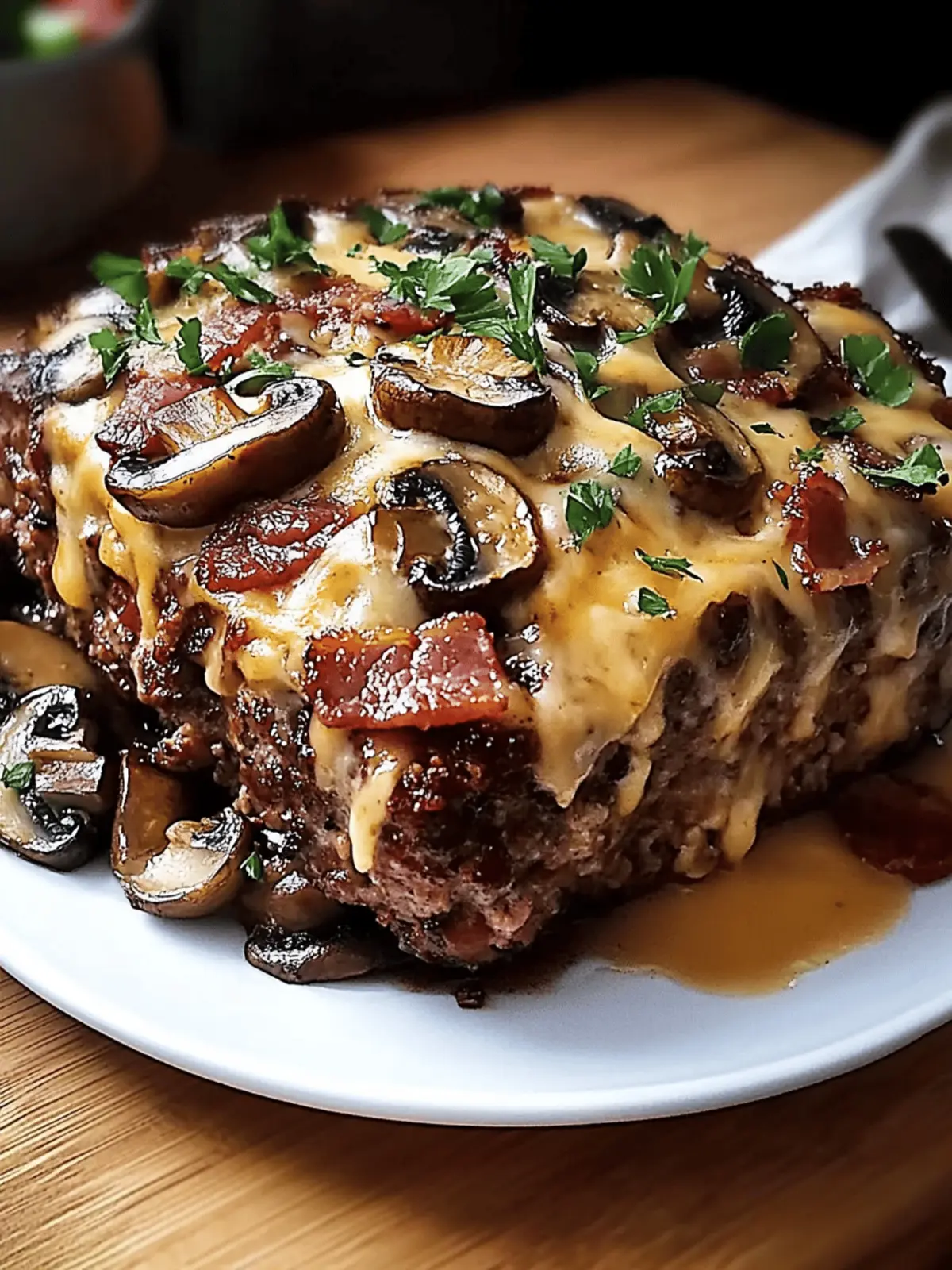 Swiss Bacon Mushroom Meatloaf