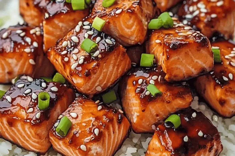 Honey Garlic Salmon Bites