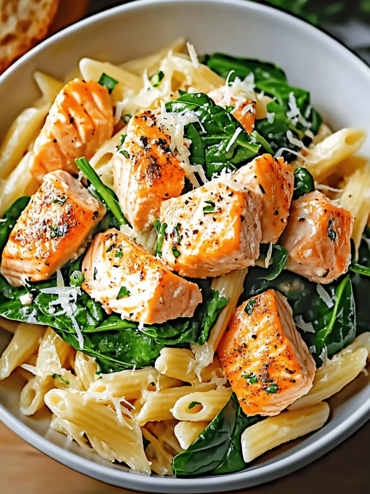 Salmon Spinach Pasta