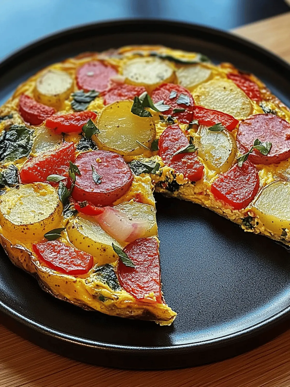 Frittata with Potatoes, Red Peppers, and Spinach