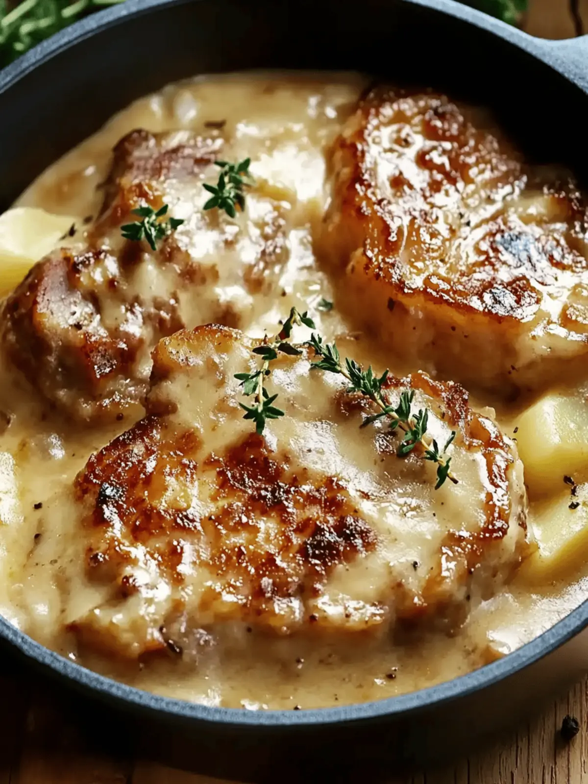 Smothered Pork Chop and Scalloped Potato