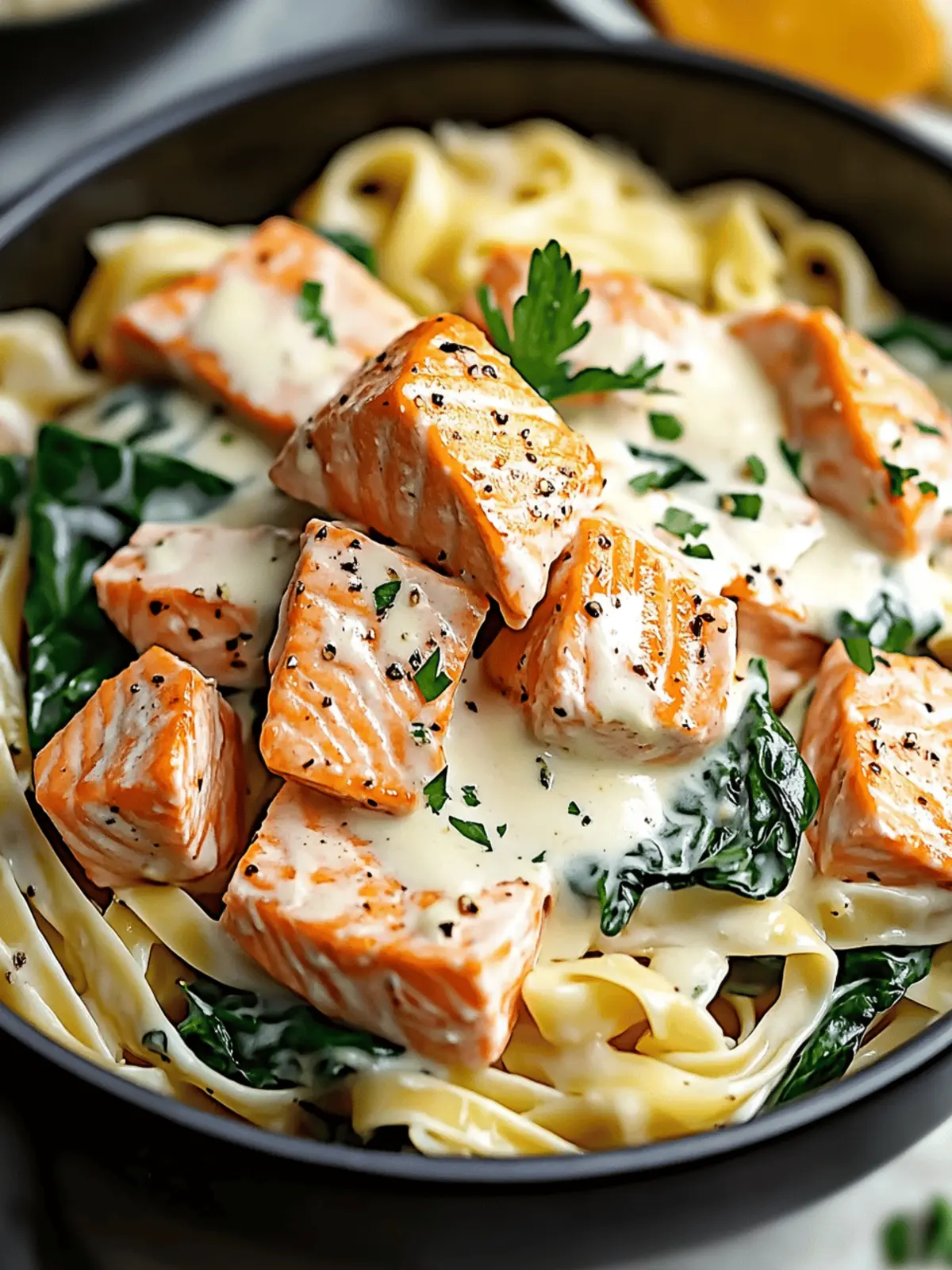 Salmon Spinach Pasta