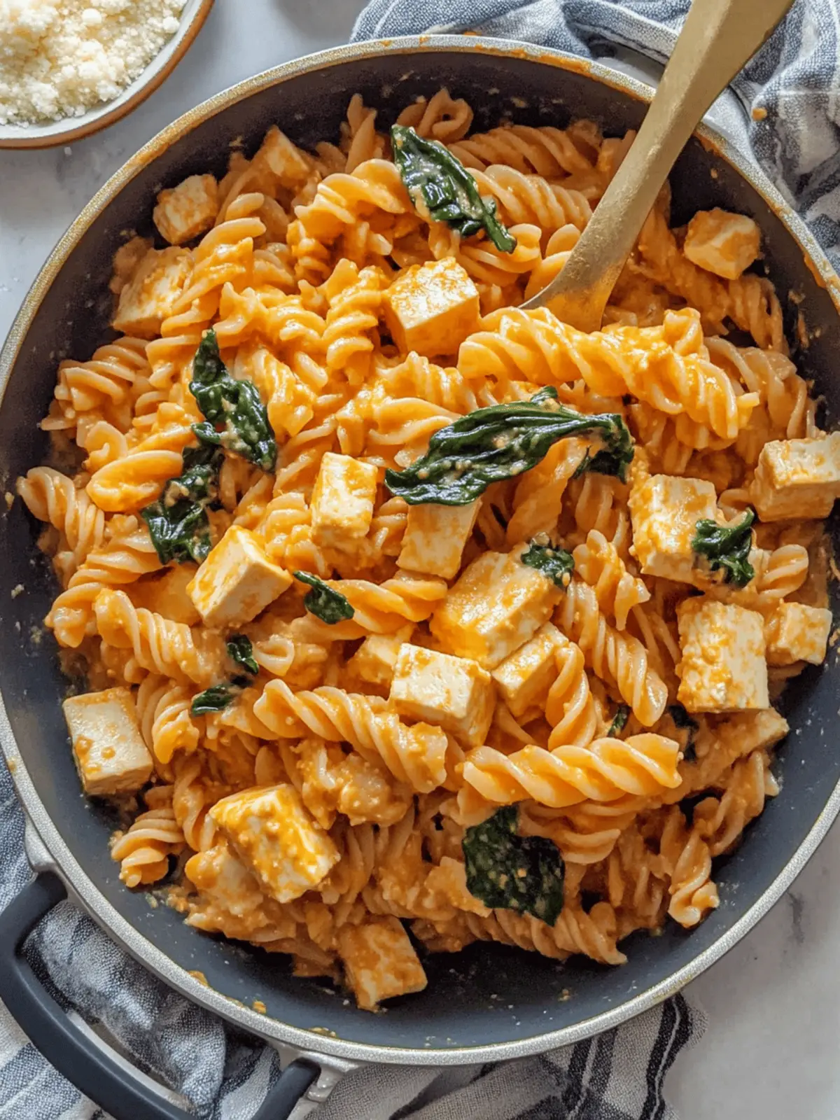 Delicious Tofu Pasta with Spinach and Sun-Dried Tomatoes Blend 3 Tofu Pasta