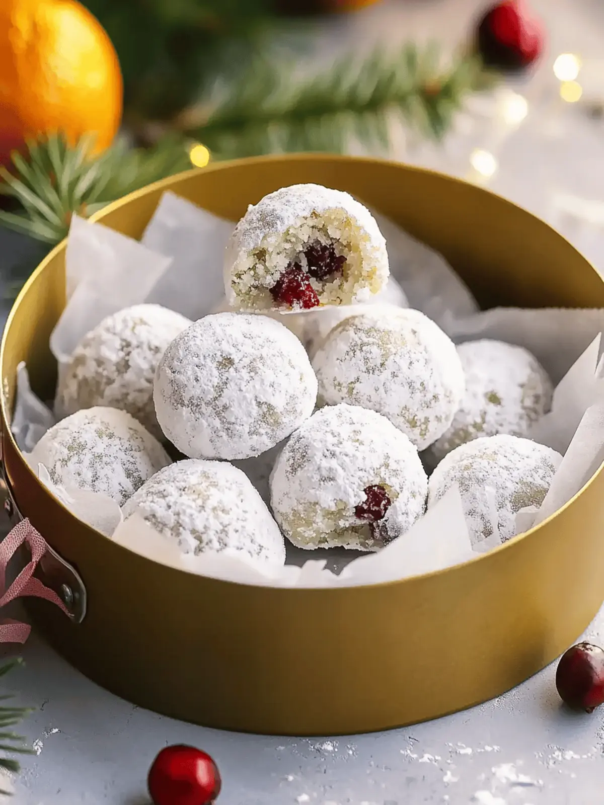 Cranberry Orange Snowball Cookies