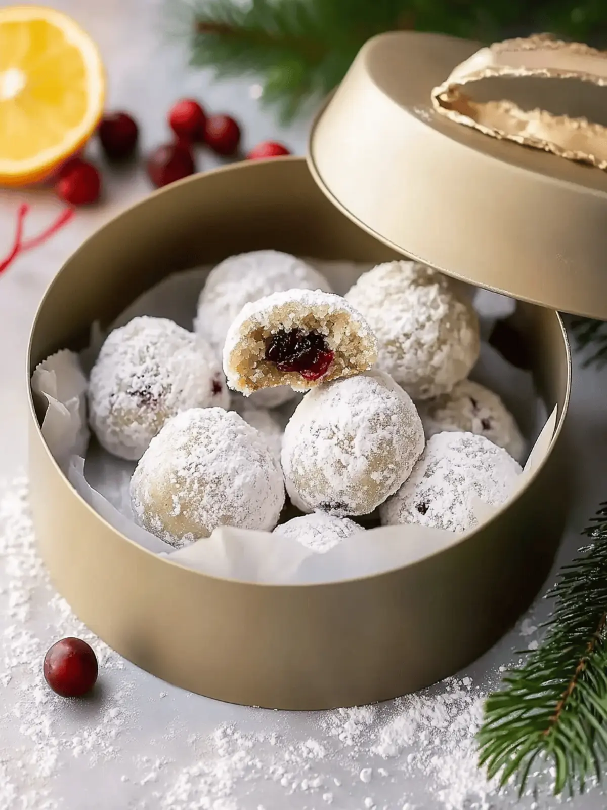 Cranberry Orange Snowball Cookies