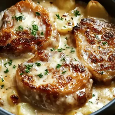 Smothered Pork Chop and Scalloped Potato