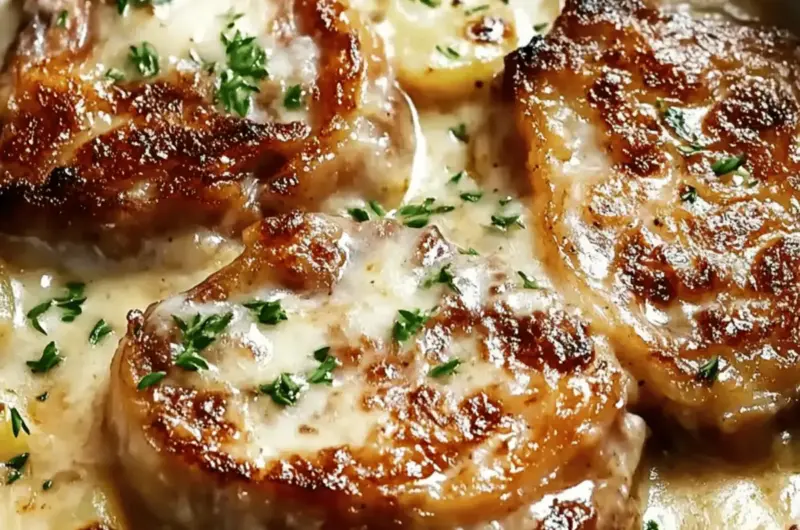 Smothered Pork Chop and Scalloped Potato