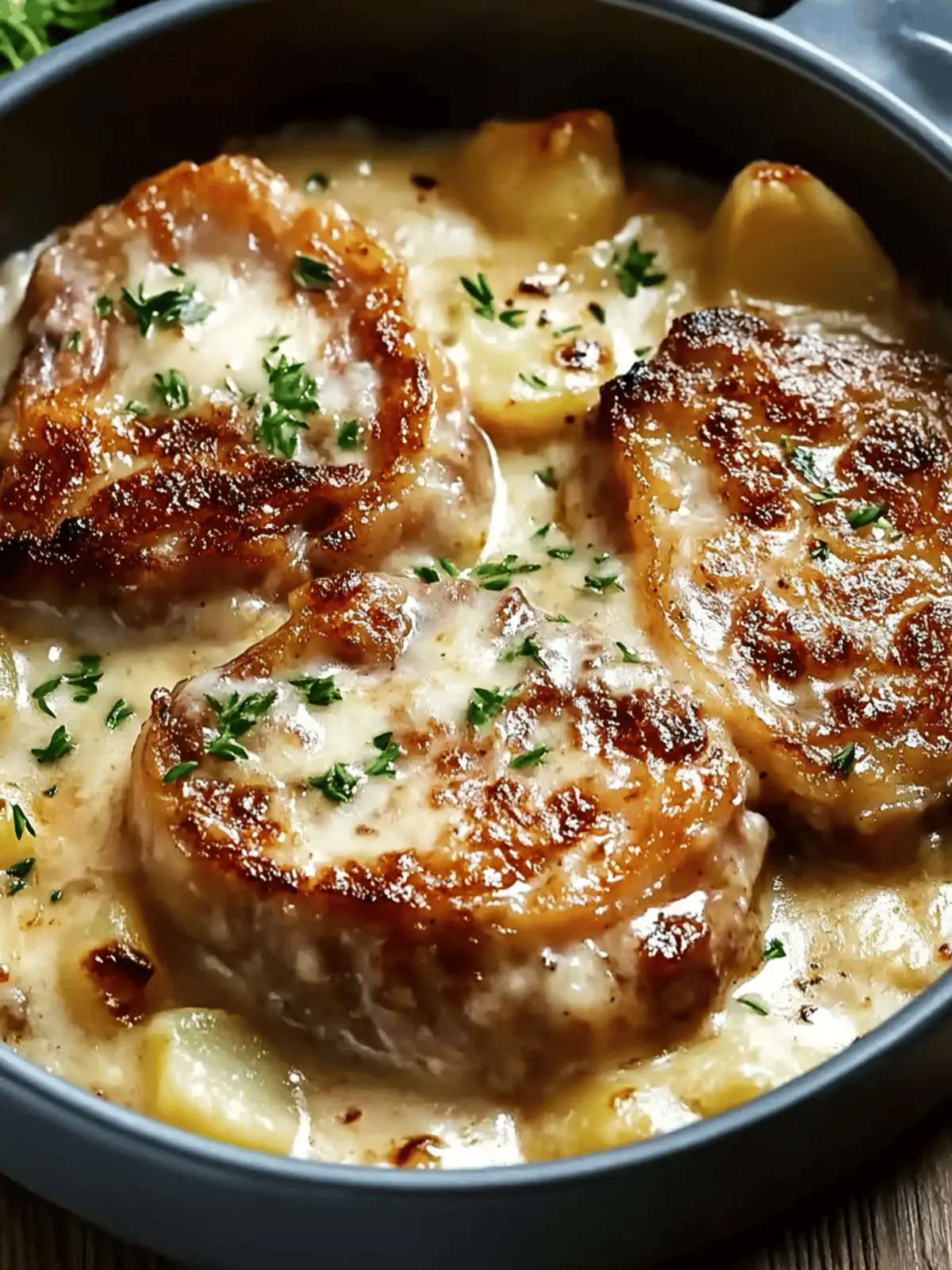 Smothered Pork Chop and Scalloped Potato