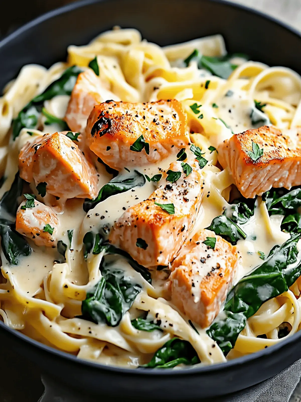 Salmon Spinach Pasta
