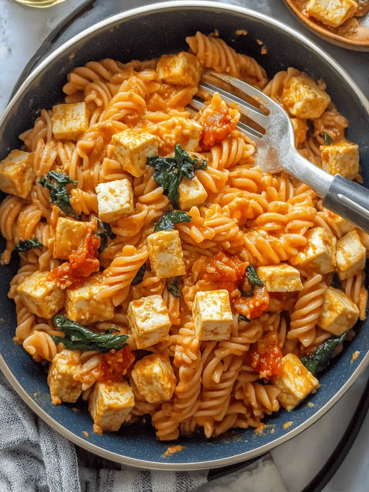 Delicious Tofu Pasta with Spinach and Sun-Dried Tomatoes Blend 2 Tofu Pasta