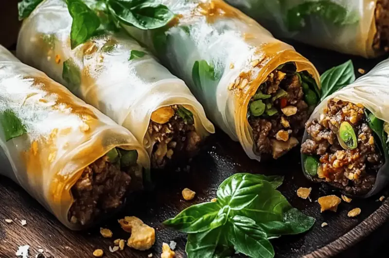 Thai Basil Beef Rolls