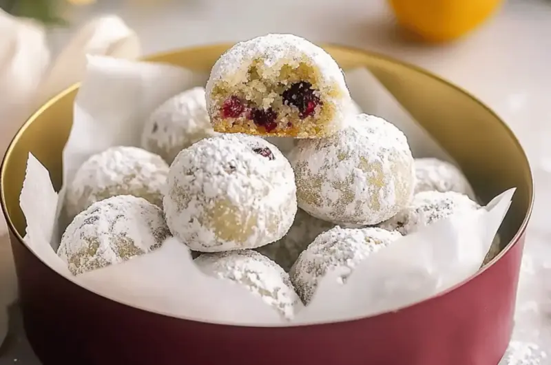 Cranberry Orange Snowball Cookies