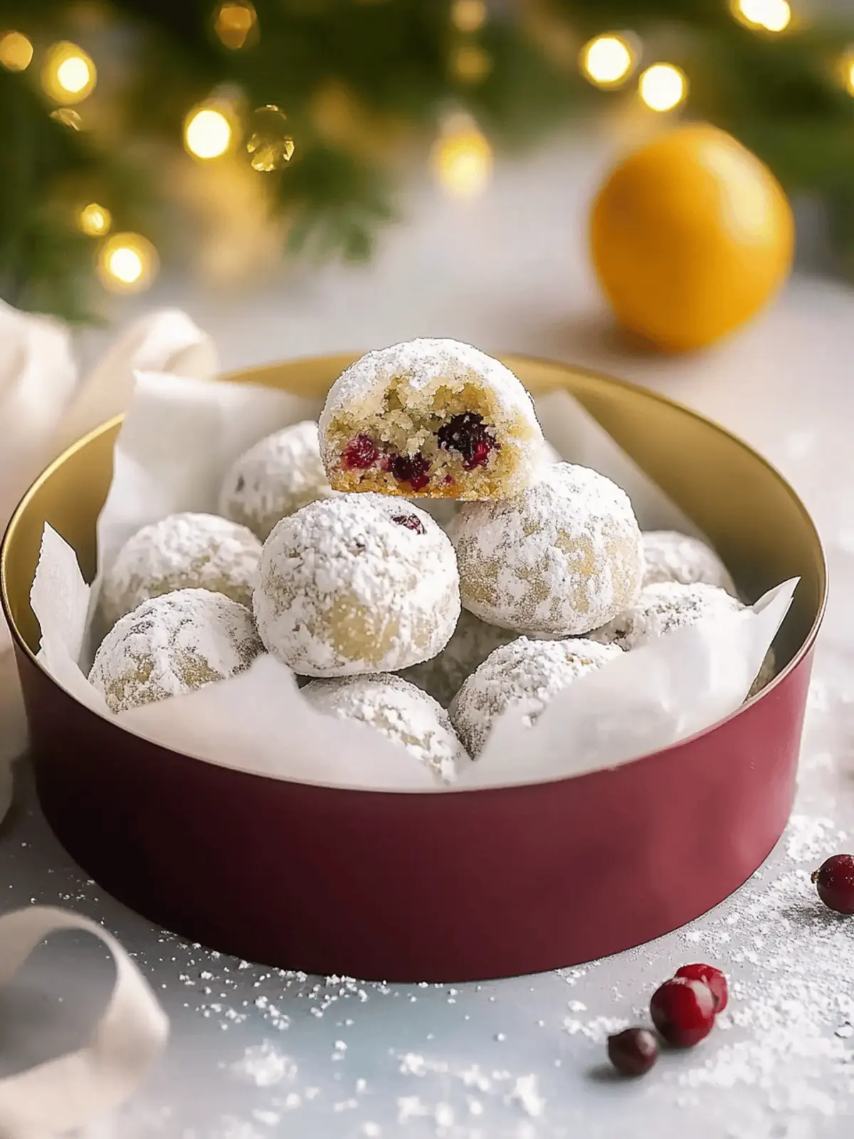 Cranberry Orange Snowball Cookies