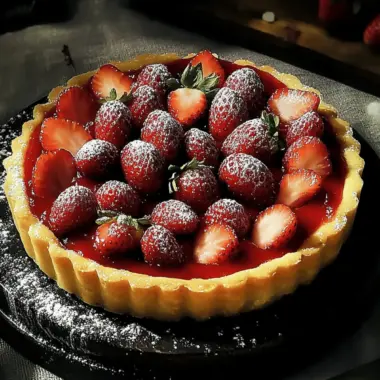 Strawberry Kaju Katli Tart