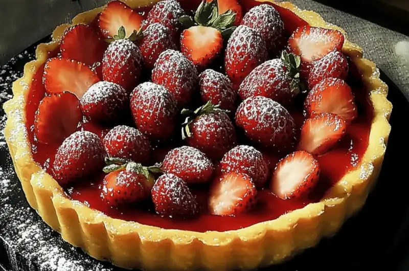 Strawberry Kaju Katli Tart