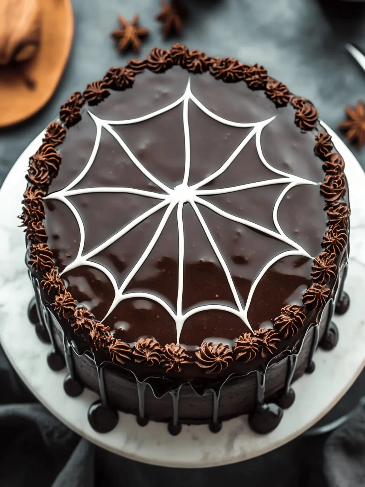 Spiderweb Chocolate Cake
