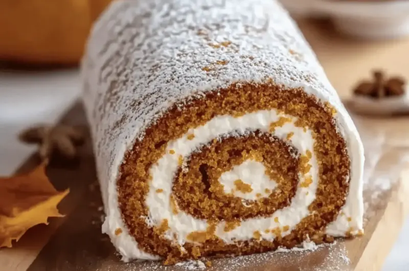Fall Pumpkin Spice Roll Cake