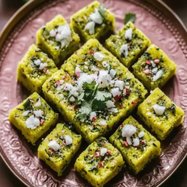 Fluffy Sprouts Dhokla