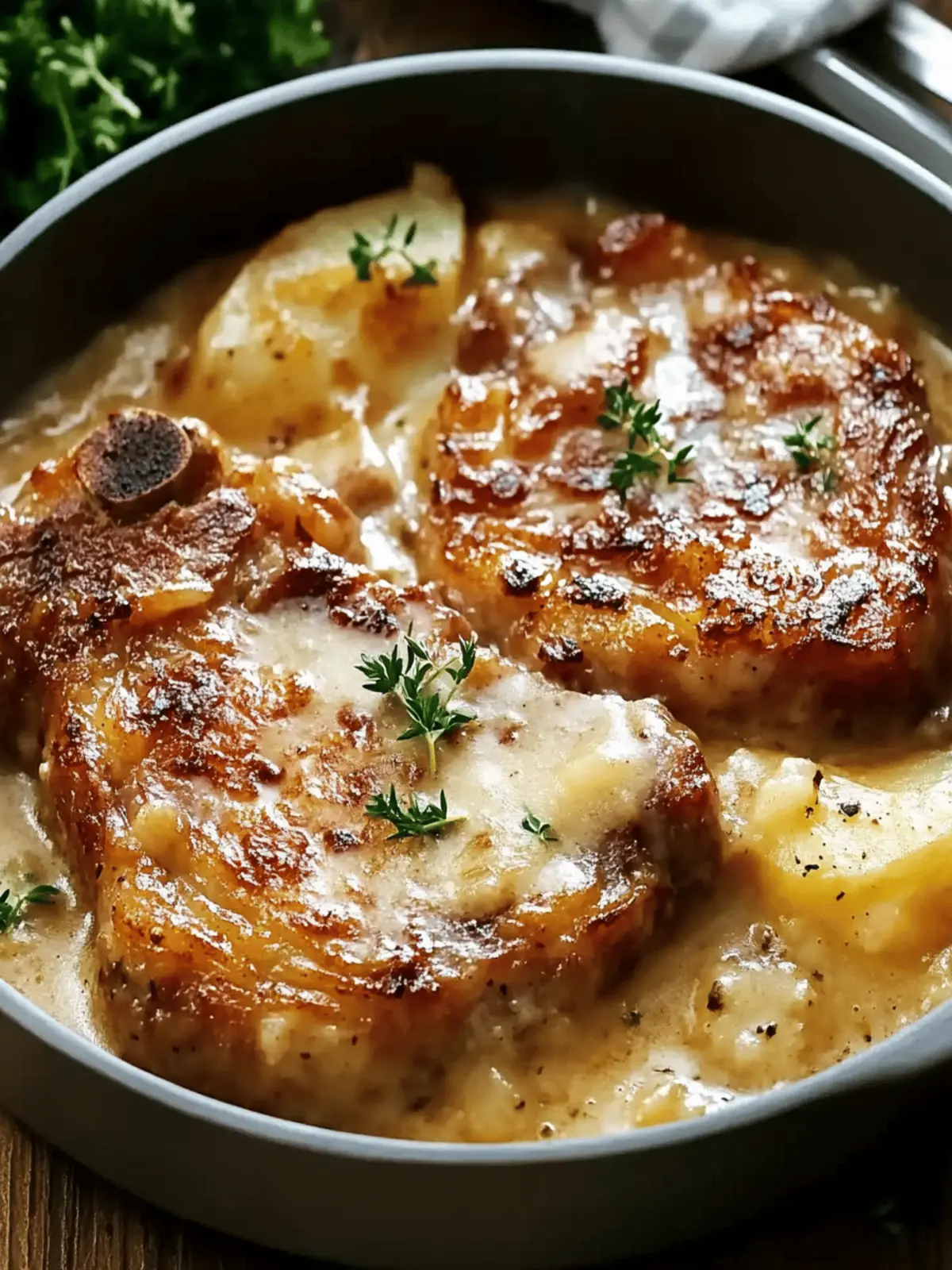 Smothered Pork Chop and Scalloped Potato