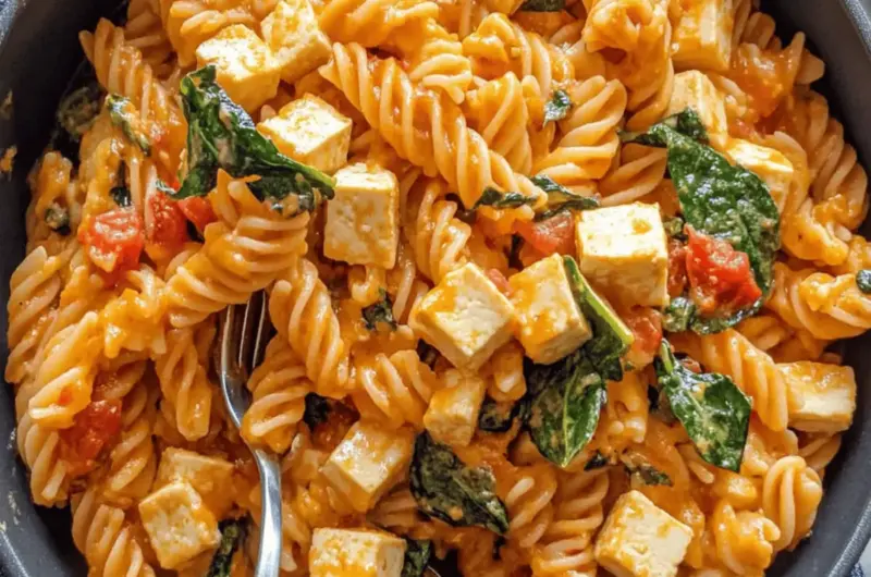 Delicious Tofu Pasta with Spinach and Sun-Dried Tomatoes Blend 1 Tofu Pasta
