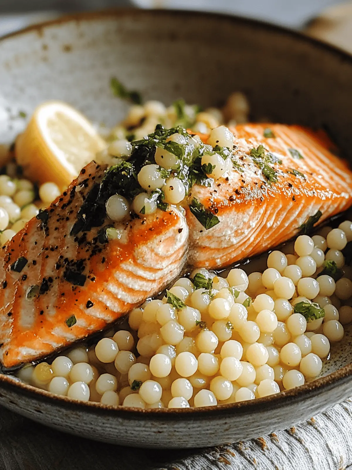 Pearl Couscous and Salmon