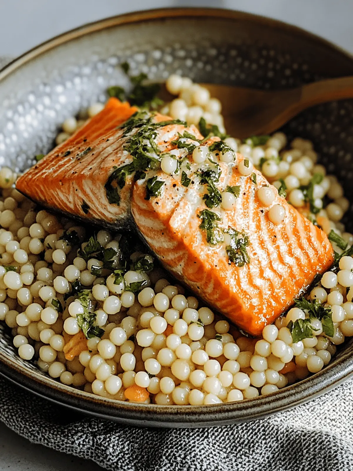 Pearl Couscous and Salmon