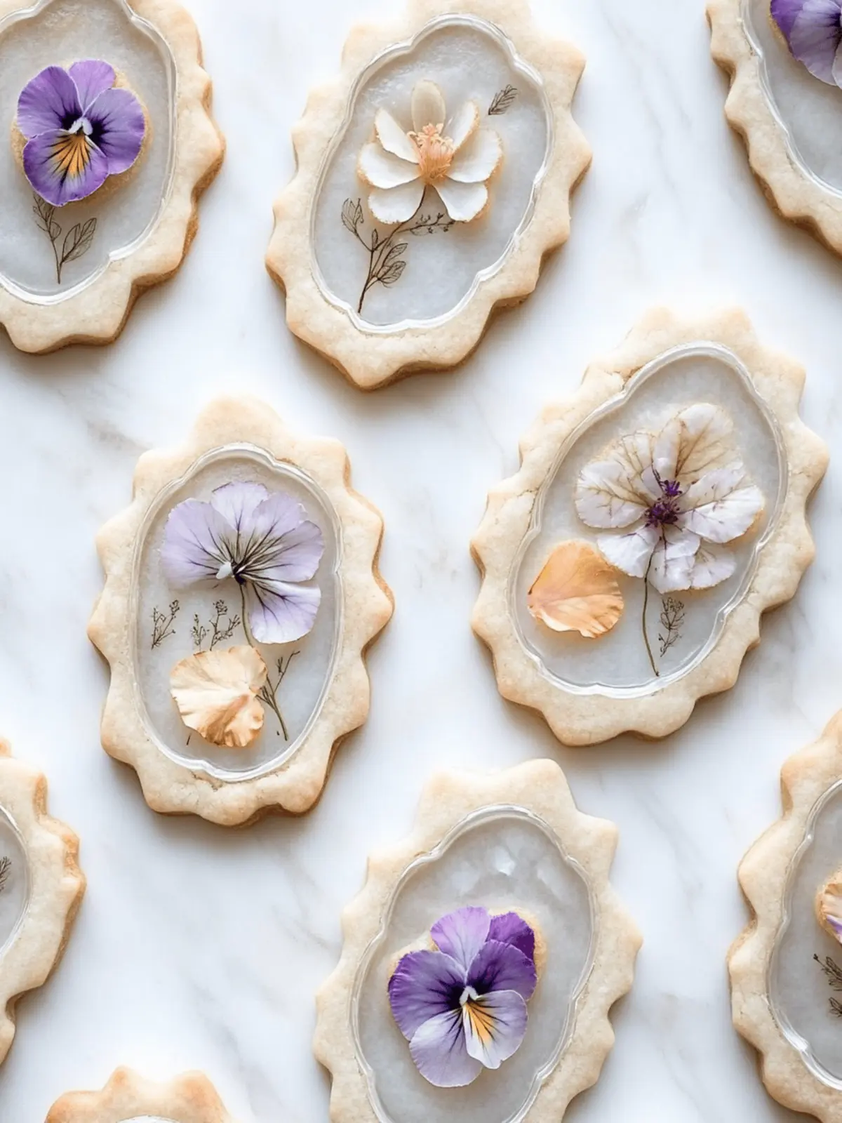 Grey Stained Glass Floral Cookies