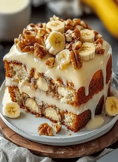 Luscious Vanilla Banana Walnut Cake