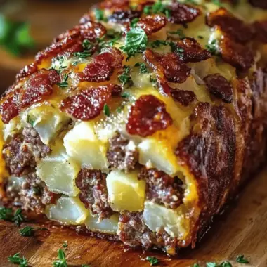 Bacon and Sausage-Stuffed Potato Loaf
