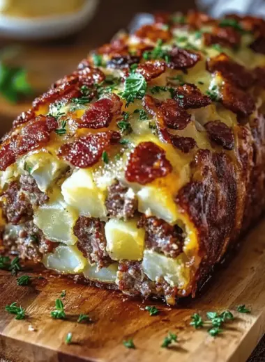Bacon and Sausage-Stuffed Potato Loaf