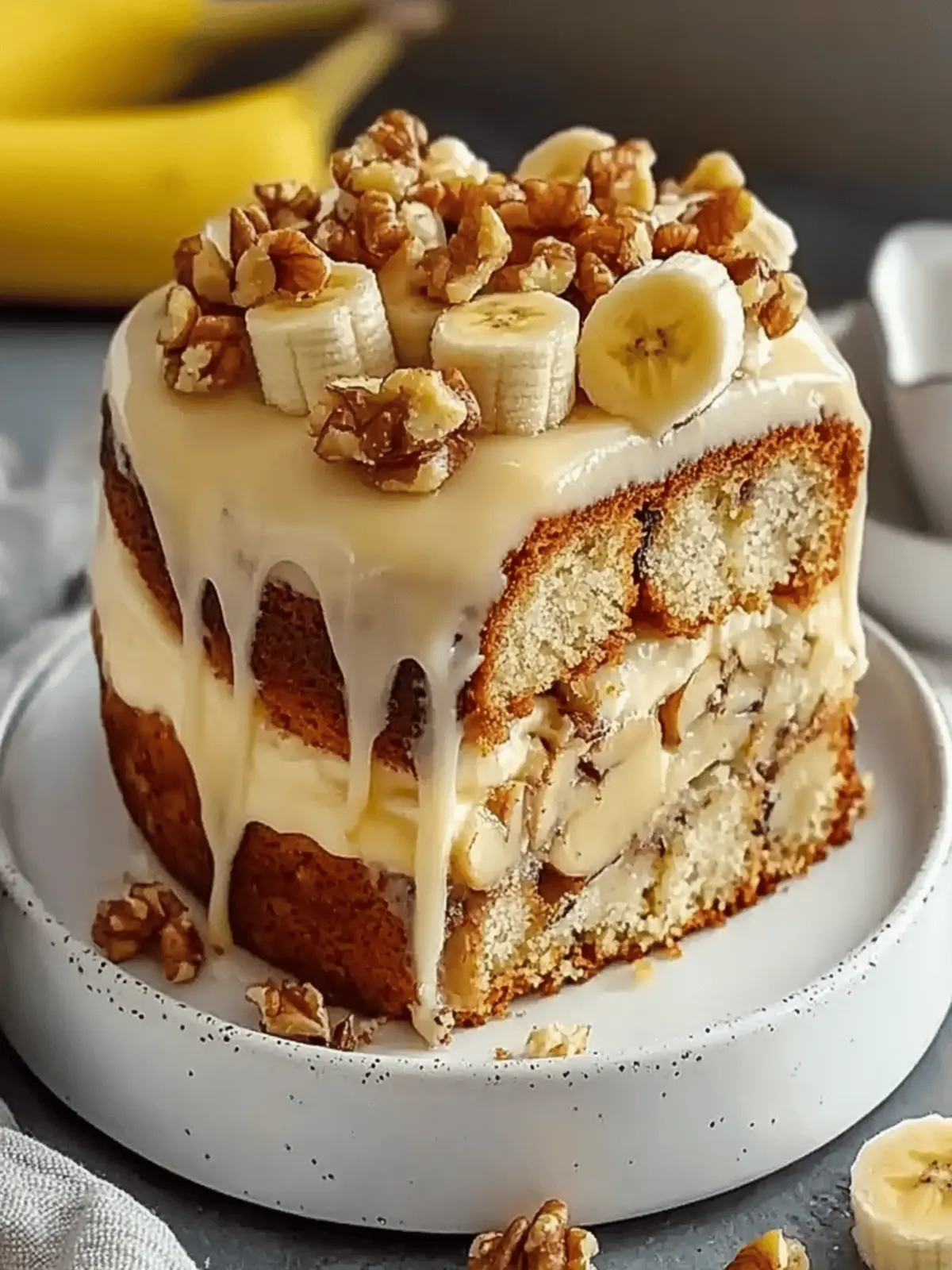 Luscious Vanilla Banana Walnut Cake