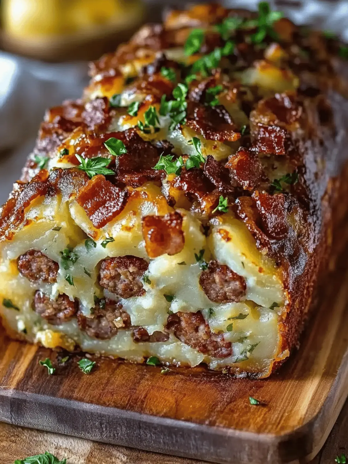 Bacon and Sausage-Stuffed Potato Loaf