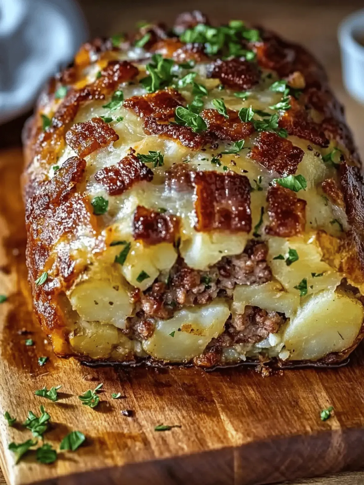 Bacon and Sausage-Stuffed Potato Loaf
