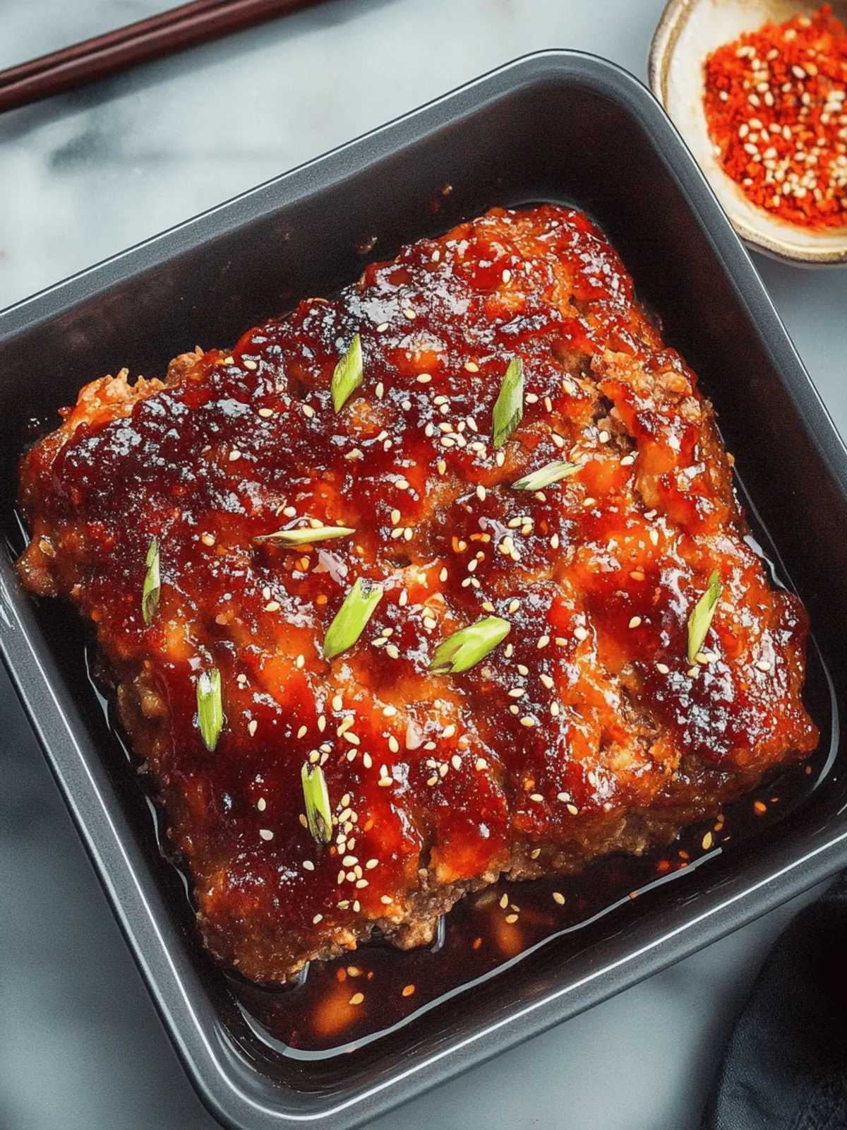 Korean Meatloaf with Gochujang Glaze