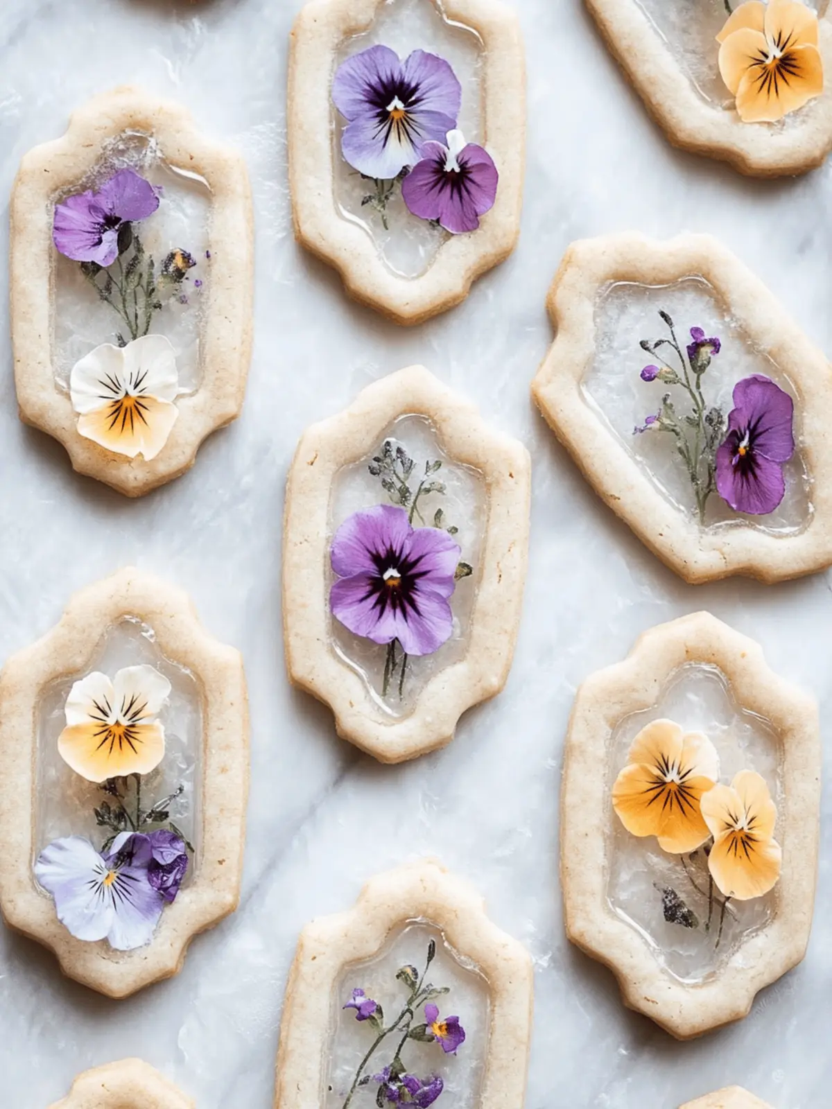 Grey Stained Glass Floral Cookies