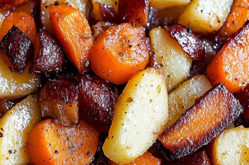 Maple Dijon Roasted Apples & Carrots